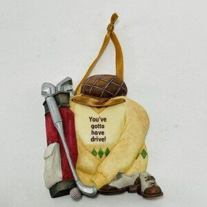 Vintage Signs Enesco Christmas Ornament Golf Player Men 3D Resin Golfer Hanger